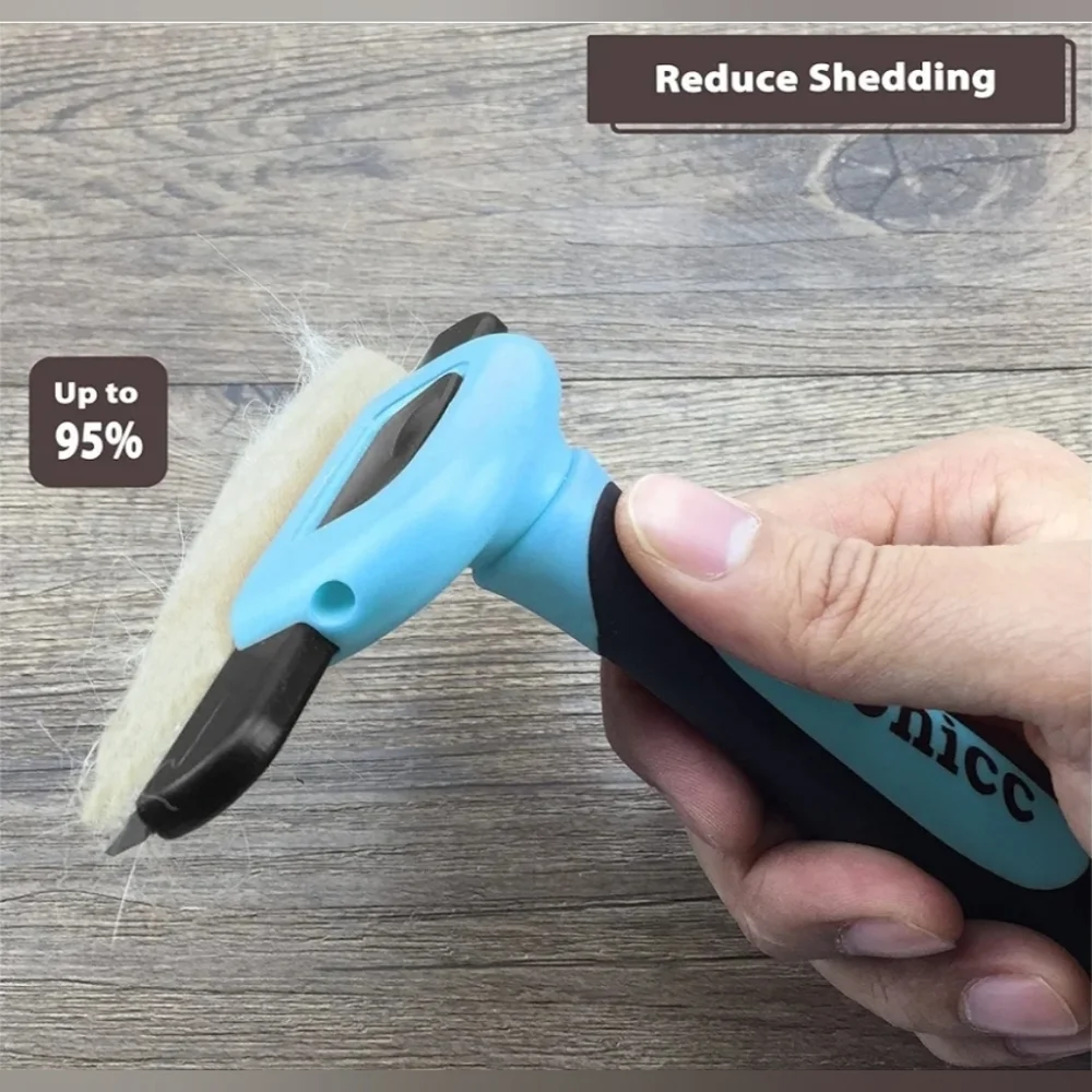 Gonicc NIP Blue Professional 4in Stainless Steel DeShedding Pet Comb Tool